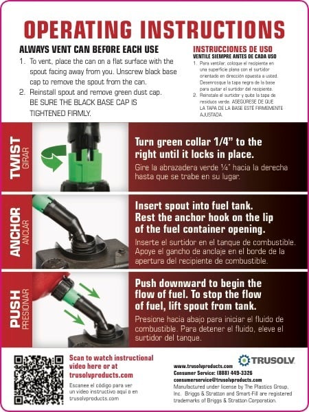 Smart-Fill®Gas Can Product Features